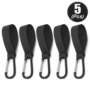 Crochets de poussette bébé en alliage d’aluminium et nylon 5 pièces noire sécurisés et durables Crochets de poussette bébé en alliage d’aluminium et nylon 5 pièces noire sécurisés et durables
