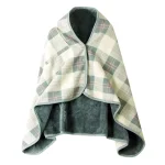 Couverture portable en tissu tartan poncho doux intérieur design cosy pour usage domicile ou外出 idéal pour soirées froides ou détente sur canapé
