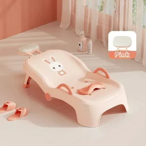 Chaise de Bain Inclinable Pliable pour Bébé Sécurité Confort Design Lapin Adjustable Pliable Bébé 012 Mois Accessoire Salle de Bain Rose Doux Pratique Économique Fiable Durable