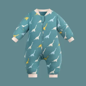 Combinaison de sommeil bébé 036 mois tissu coton polyester fermeture éclair motifs dinosaures confort hiver Usage nocturne/jour Unisexe Design ludique