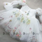Robe d&rsquo;anniversaire pour nouveauné fille broderie fleurs papillons vêtements cérémonie bébé fille 01 an robe de bal style Lolita qualité premium