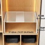 Organisateur de placard rétractable plateau ajustable en métal design moderne pour cuisine chambre bureau rangement vêtements accessoires blanc style minimaliste