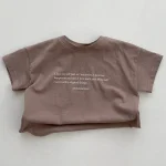 Tshirt été famille coton doux manches courtes design moderne ajustement confortable idéal pour quotidien style décontracté couleur marron clair