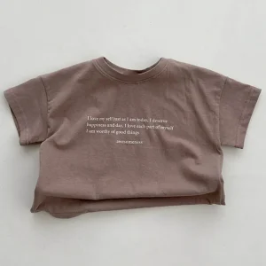 Tshirt été famille coton doux manches courtes design moderne ajustement confortable idéal pour quotidien style décontracté couleur marron clair