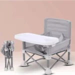 Chaise bébé compacte portative pliable extérieure aluminium ceinture sécurité 3 points plateau amovible sac rangement