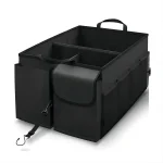 Organisateur coffre voiture rangement multi compartiments durable noir fixations sangles ajustables poches externes pratique familiale