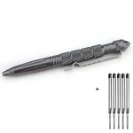 Stylo personnel multifonctionnel en métal noir et gris écriture quotidienne extérieur clip intégré texture antidérapante 5 recharges incluses