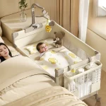 Berceau pliable portable convertible avec station à couches réglable pour nouveauné design moderne et sûr Usage bébé fille garçon