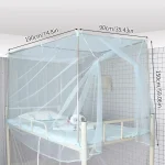 Moustiquaire d&rsquo;angle portable en tissu léger protection contre les insectes usage intérieur lit d&rsquo;enfant chambre d&rsquo;étudiant design moderne couleur bleue claire dimensions 190x90x150 cm