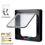 Porte à rabat magnétique sécurisée pour chats serrure 4 voies plastique ABS transparent noir design moderne installation facile kit complet