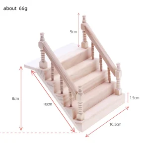 Escalier en bois sans main courante échelle 1:12 accessoire pour maison de poupée décor de scène modèle de bricolage collection idéal pour jouets enfants