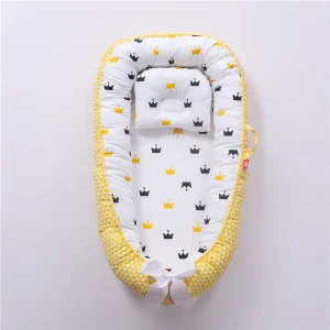 Nid de Bébé en Coton Respirant et Réglable pour Nouveau-Né, Chaise Longue Portable – Yellow crown Nid de Bébé en Coton Respirant et Réglable pour Nouveau-Né, Chaise Longue Portable – Yellow crown
