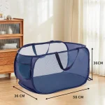 Sac à couches pliant grande capacité panier à vêtements sales Portable maille salle de bain seau de rangement pour vêtements sales  Navy Blue
