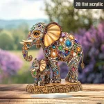 Décoration intérieure éléphant mèrefille en acrylique cadeau original fête des mères style Moderne artistique unique pour nursery ou bureau