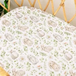 Drap de lit pour berceau bébé en polyester doux design floral lapins Kangobaby