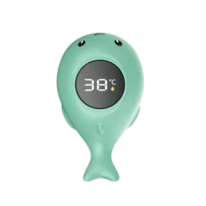 Thermomètre corporel pour bébé design baleine écran numérique matériau ABS usage quotidien sécurité soins bébé vert doux style ludique facile à utiliser made in China