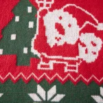 Pull d&rsquo;hiver parentenfant Xingqing Noël arbre renne motif col rond manches longues streetwear uni