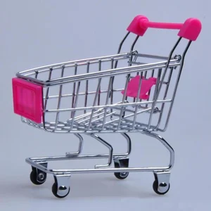 Mini chariot de supermarché en métal rose jouet pour enfants décoration moderne intérieur accessoire design élégant