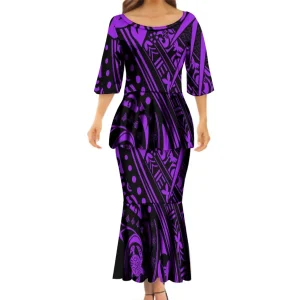 Ensemble robe de soirée imprimée tribale personnalisée pour la famille haute qualité design unique idéale pour l&rsquo;été