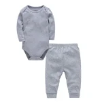 Ensemble vêtements bébé 100% coton body longues manches  pantalon uni 2 pièces 012 mois style moderne confortable hypoallergénique idéal quotidien