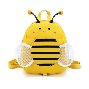 Sac à dos enfants abeille jaune style ludique sac d&rsquo;école antiperte grande capacité filles accessoire école sorties