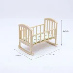 Mini berceau pour maison de poupée échelle 1/12 lit à bascule mobilier de simulation jouet de décoration accessoire de poupée design classique beige floral