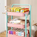 Chariot roulant pliable à plusieurs niveaux, organisateur de cuisine, maison, chambre à coucher, livres, collations, chariot de rangement Portable, meubles à roulettes – style 3