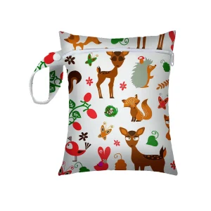 Sac à couches étanche réutilisable 16×20 cm sac fourretout imperméable serviette hygiénique design animaux mignons portable