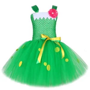 Robe de Barrage de Dinosaure Vert pour Fille, Costume d&rsquo;Halloween Inspiré de Doritory, Jeu d&rsquo;École, Tutus Moelleux avec Ensemble d&rsquo;Ailes – Only Dress
