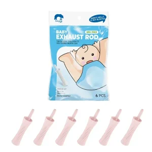 Tiges d&rsquo;évacuation antigaz pour bébé soulagement des coliques accessoire de soins bébé sans BPA 6 pièces rose