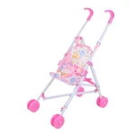 Poussette pour poupée en métal et tissu design coloré avec motifs idéale pour enfants de 36 ans poussette de jouets stable et sécurisée pour garçons et filles