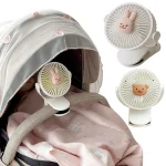 Ventilateur poussette portable bébé avec pince mignon ours lapin design jouet ventilation extérieure intérieure rechargeable 3 vitesses