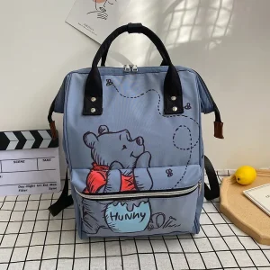 Disney Winnie l&rsquo;Ourson sac à dos à couches mignon pour bébé et maman grande capacité sac de voyage léger en tissu durable style cartoon