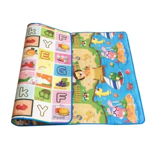 Tapis de jeu en polymère pour bébé jouet éducatif double face motifs colorés plage et lettres idéal pour crèche et domicile durable et facile à nettoyer