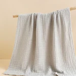 110*110 couverture en mousseline adulte bébé lange d’emmaillotage couvertures coton gaze douce reine roi grande literie couette couverture pour lit été – Grey