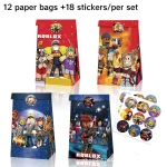 Roblox Party Favor Set 12 Paper Bags 18 Stickers Themed Decorations for Kids Birthdays Events Fun Creative Gifts