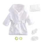 Accessoires photographie bébé ensemble serviette bain bandeau peignoir ceinture costume photo cadeau douche  White