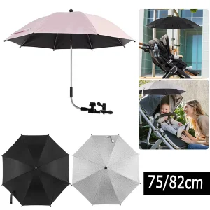 Parapluie universel poussette bébé protection UV réglable 360° imperméable coupevent poignée longue