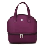 Sac à main isolant double couche pour maman couleur unie grande capacité voyage piquenique portable sacs pour bébé  Violet B