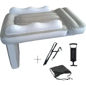 Matelas gonflable rectangulaire PVC velours surface douce boudins latéraux valve gonflage sac rangement portable camping lit d&rsquo;appoint bébé adulte temporaire