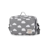 Sac de voyage bébé grande capacité portebouteille sacs à couches poussette sac de rangement bébé style nuages gris fermeture éclair poignée et sangle ajustable