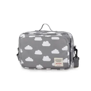 Sac de voyage bébé grande capacité portebouteille sacs à couches poussette sac de rangement bébé style nuages gris fermeture éclair poignée et sangle ajustable