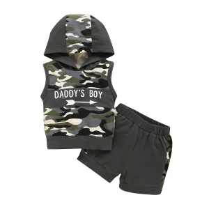 Ensemble bébé garçon 2 pièces gilet capuche short camouflage 012 mois été pratique style tendance