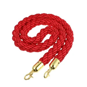 Corde de sécurité tressée en fibre synthétique lanière d&rsquo;isolation durable avec crochets dorés installation facile couleur rouge vif