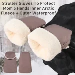 Gants poussette imperméables en coton polaire doux coupevent hiver protection mains maman design moderne beige