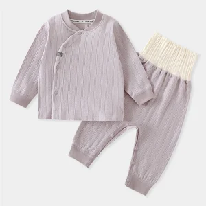 Ensemble vêtements bébé fille garçon coton peigné pyjamas hiver veste et pantalon style épuré doux confort bébé 01 an