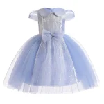 Robe princesse élégante pour filles tulle et satin occasion spéciale fêtes anniversaire mariage soirée enfants style européen USA 46 ans