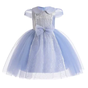 Robe princesse élégante pour filles tulle et satin occasion spéciale fêtes anniversaire mariage soirée enfants style européen USA 46 ans