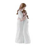 Statue mère et fille en résine sculpture main peinte cadeau épuré pour maman design moderne et doux