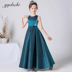 Robe de cérémonie pour fille en satin Aline turquoise sans manches yyydschi occasion spéciale élégante Robe de cérémonie pour fille en satin Aline turquoise sans manches yyydschi occasion spéciale élégante